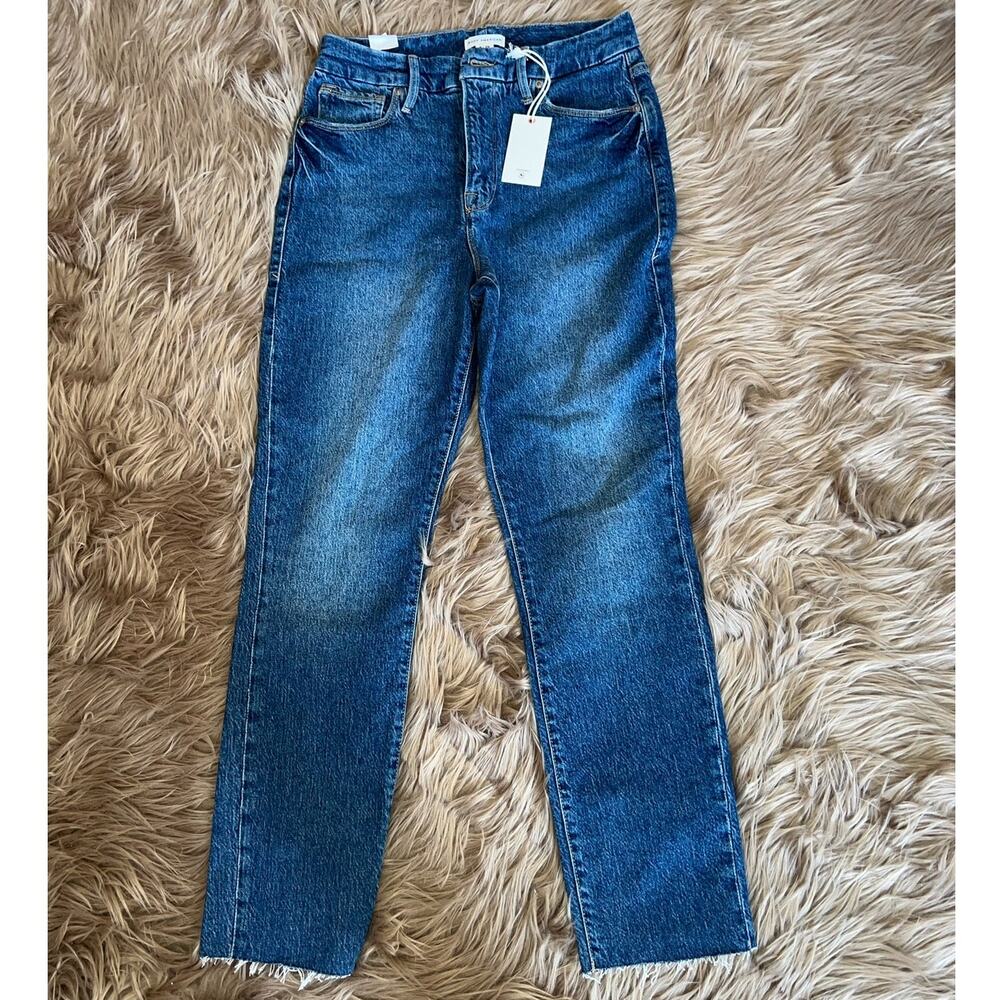 New Good American High Rise Good Classic Raw Hem Jeans size 8/29